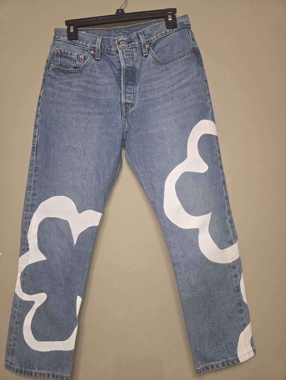 Levi’s 501 Premium Original Crop Jeans 28x26 Painted Flower Floral Button Fly